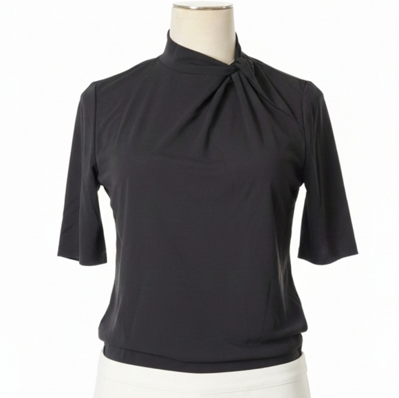 Worthington Women's Size XS Black 3/4 Sleeve Stretchy Mock Twist Neck Top - Picture 2 of 11
